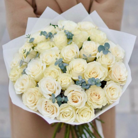  Kemer Flower Order 35 White Rose Bouquet