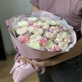  Kemer Blumenbestellung LIEBE Rosa-lila-weißer Rosenstrauß