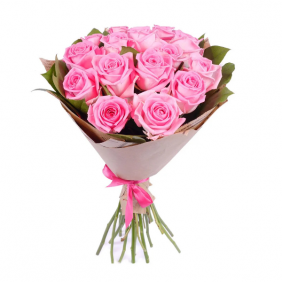 Kemer Florist Strauß aus 15 rosa Rosen