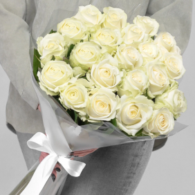  Kemer Flower Order 25 White Rose Bouquet