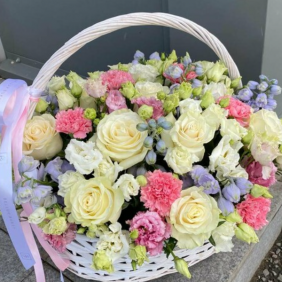  Kemer Flower Delivery Basket Elegant Pastel Arrangement
