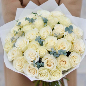  Kemer Flower Order 35 White Rose Bouquet